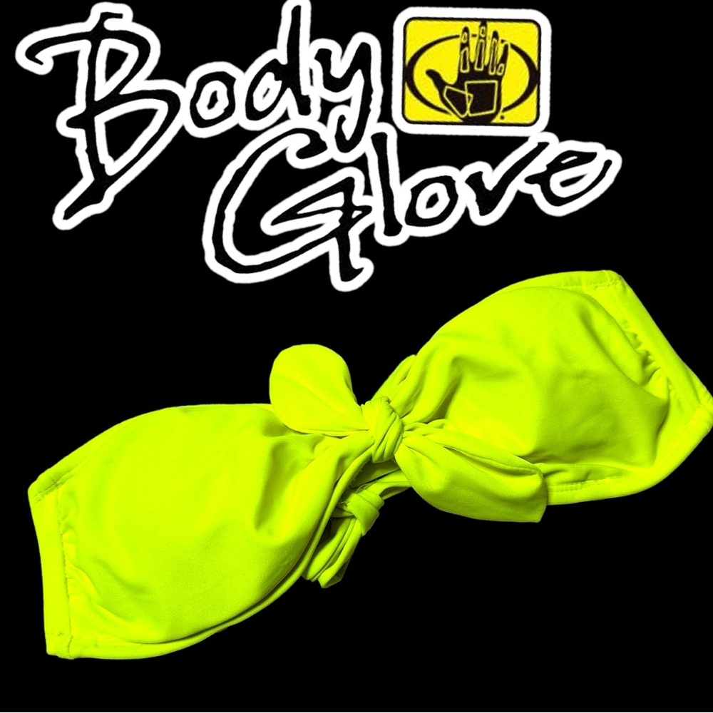 NWT Body Glove Neon Yellow-Green Bandeau Bikini Top. Size XS 🌺